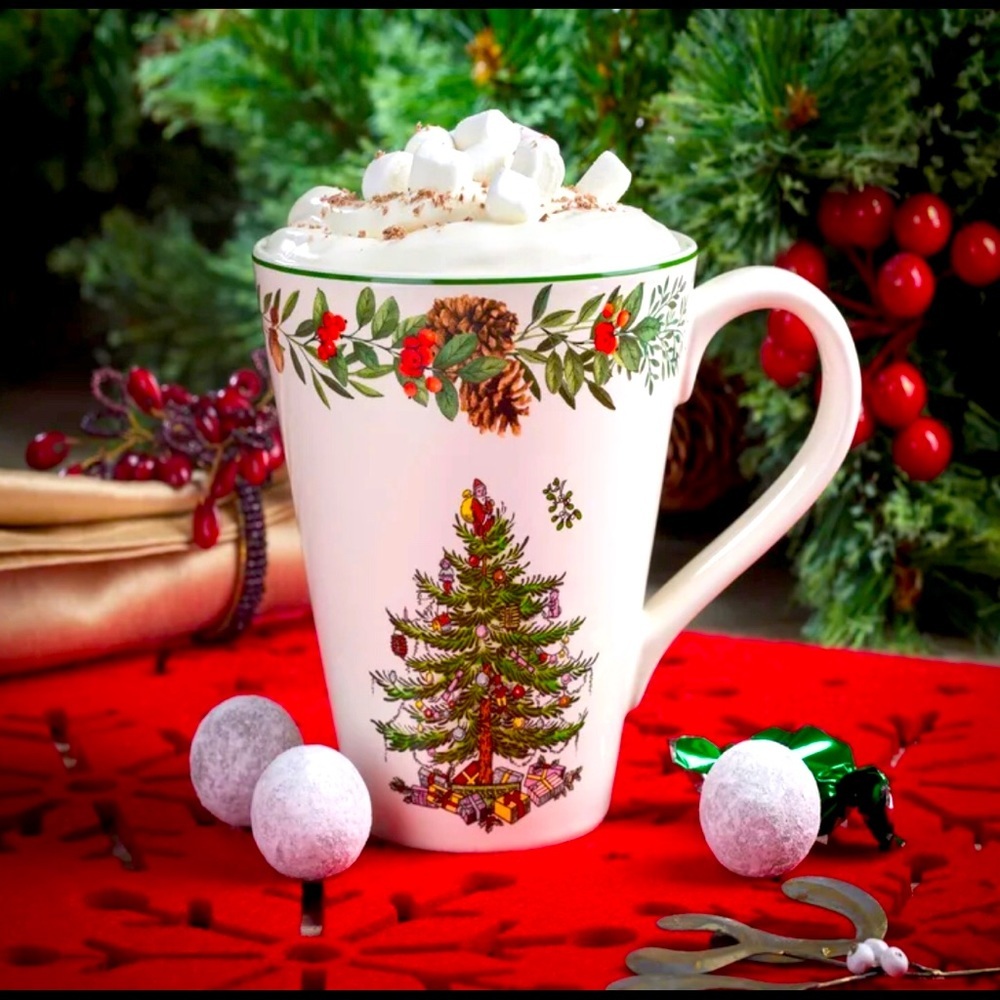 Cup Christmas Tree Design 🧑🏻‍🎄🎄Thanksgiving 🎅🏻 Spode Coffee Cocoa Tea Mug 🎄🎁